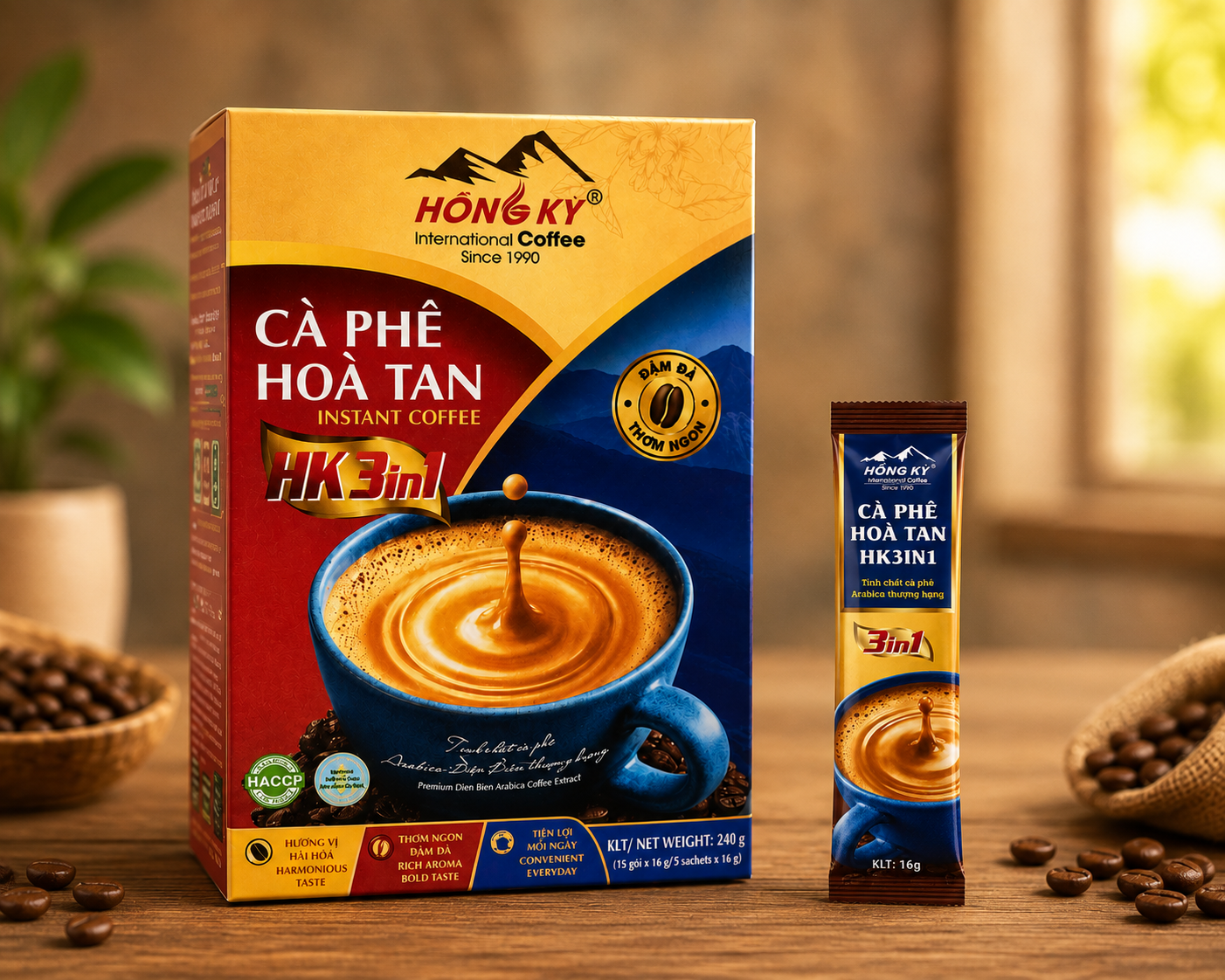 Hộp cafe hòa tan HK3in1 loại 240g